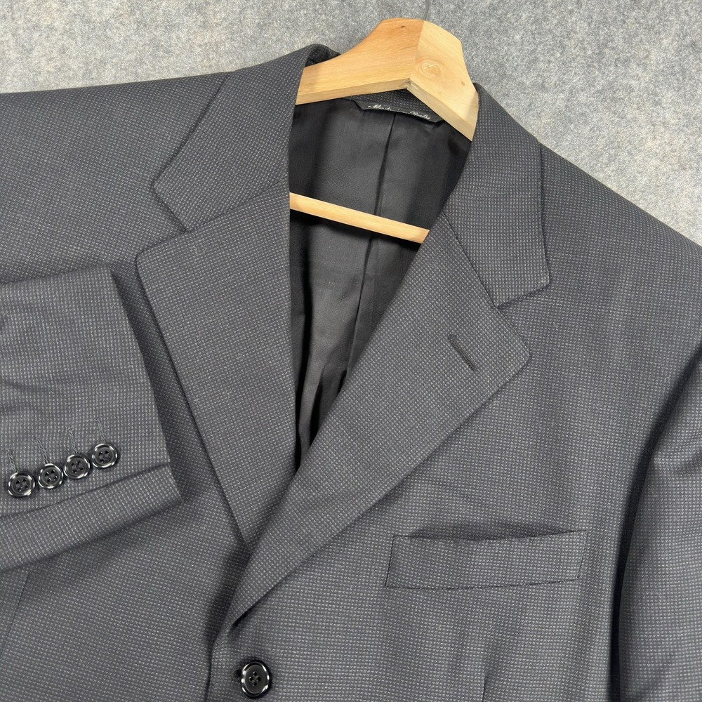 Canali Suit Jacket Mens 42R (52 Italy) Gray Check Wool Made Italy Four Button